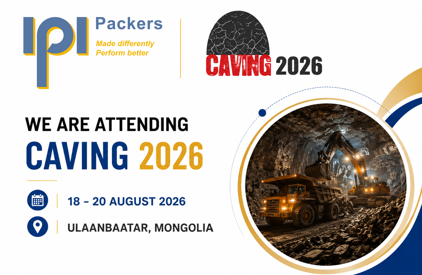 IPI Packers at CAVING 2026 in Mongolia showcasing inflatable packer technologies for block and sublevel caving