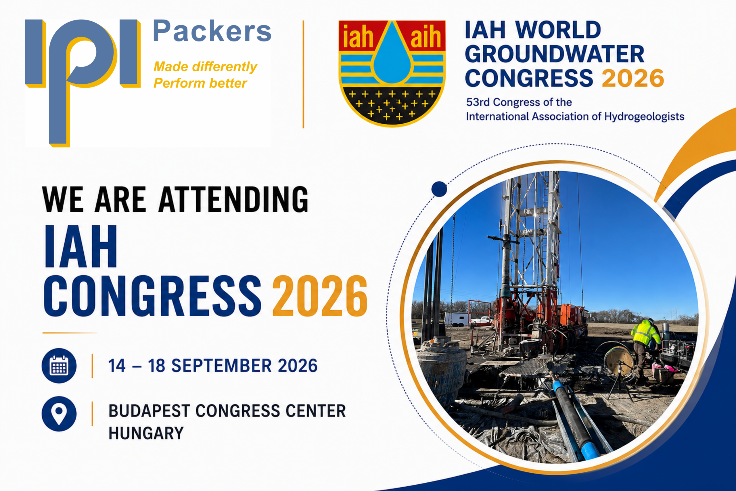 IPI Packers at the IAH World Groundwater Congress 2026 in Budapest showcasing groundwater testing, monitoring, and borehole isolation technologies