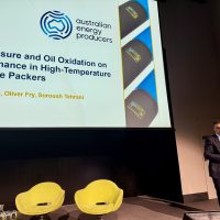 Hazim Haroosh presenting peer-reviewed IPI Packers research on HNBR elastomer performance in high-temperature inflatable packers at the Australian Energy Producers 2026 Conference.