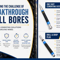 Breakthrough well bore cementing using inflatable packer technology in underground mining